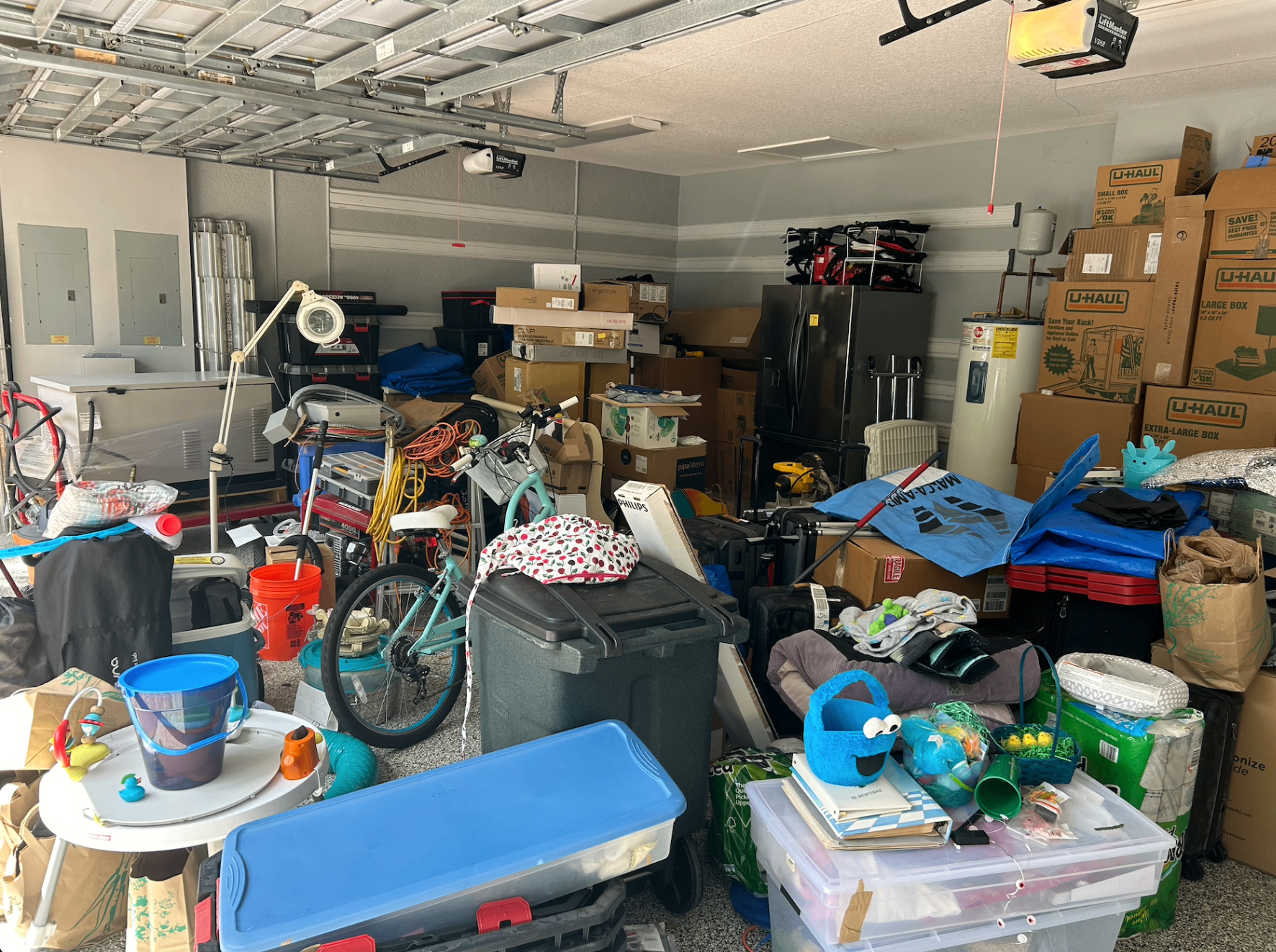 Garage cleanout before junk removal service in South Florida